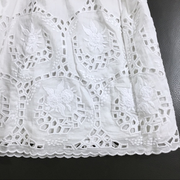 Theory White Eyelet Elastic Draw Waist Skirt - Picture 2 of 8